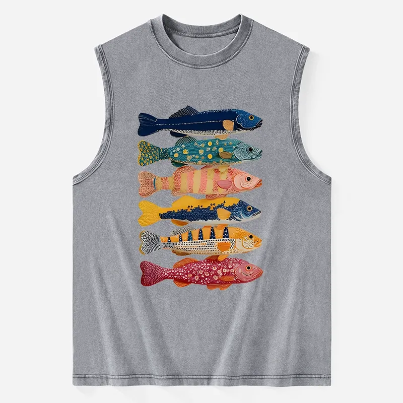 Tokyo-Tiger Colorful Fish Art Collection Washed Tank