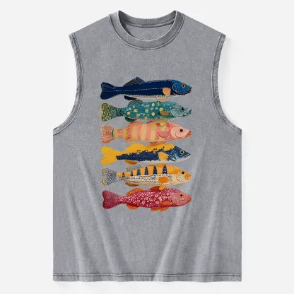 Tokyo-Tiger Colorful Fish Art Collection Washed Tank
