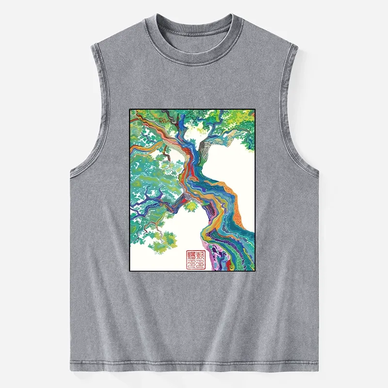 Tokyo-Tiger Colorful Magic Tree Washed Tank
