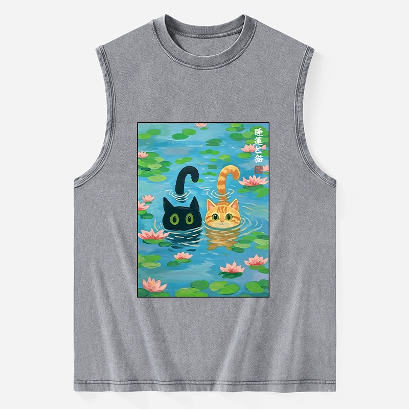 Tokyo-Tiger Cats In The Lotus Pond Washed Tank