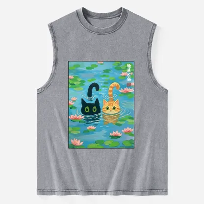 Tokyo-Tiger Cats In The Lotus Pond Washed Tank
