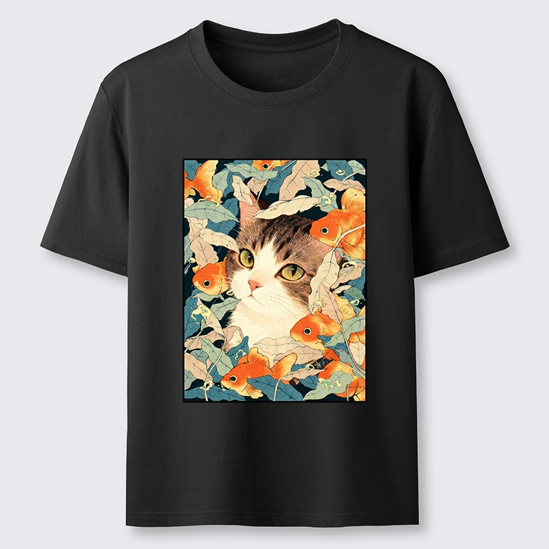 Tokyo-Tiger Cat Surrounded By Goldfish Classic T-Shirt