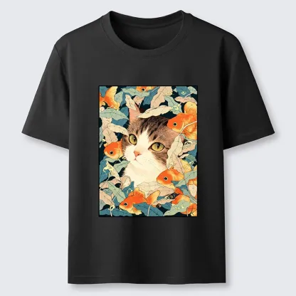 Tokyo-Tiger Cat Surrounded By Goldfish Classic T-Shirt