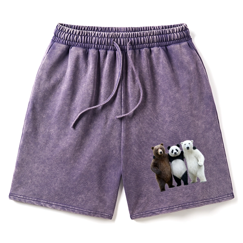 Tokyo-Tiger Three Bears Stand Together Washed Shorts