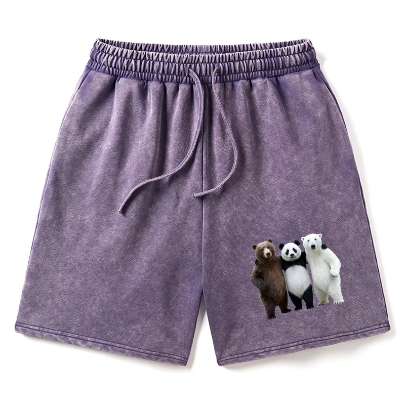 Tokyo-Tiger Three Bears Stand Together Washed Shorts
