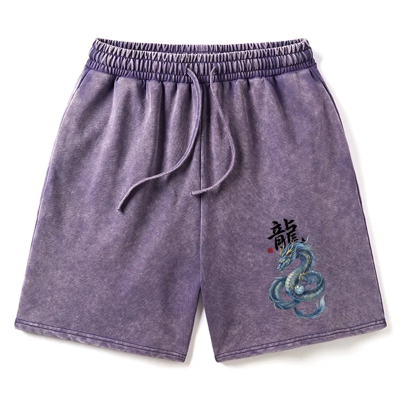Tokyo-Tiger Mythic Blue Dragon Washed Shorts