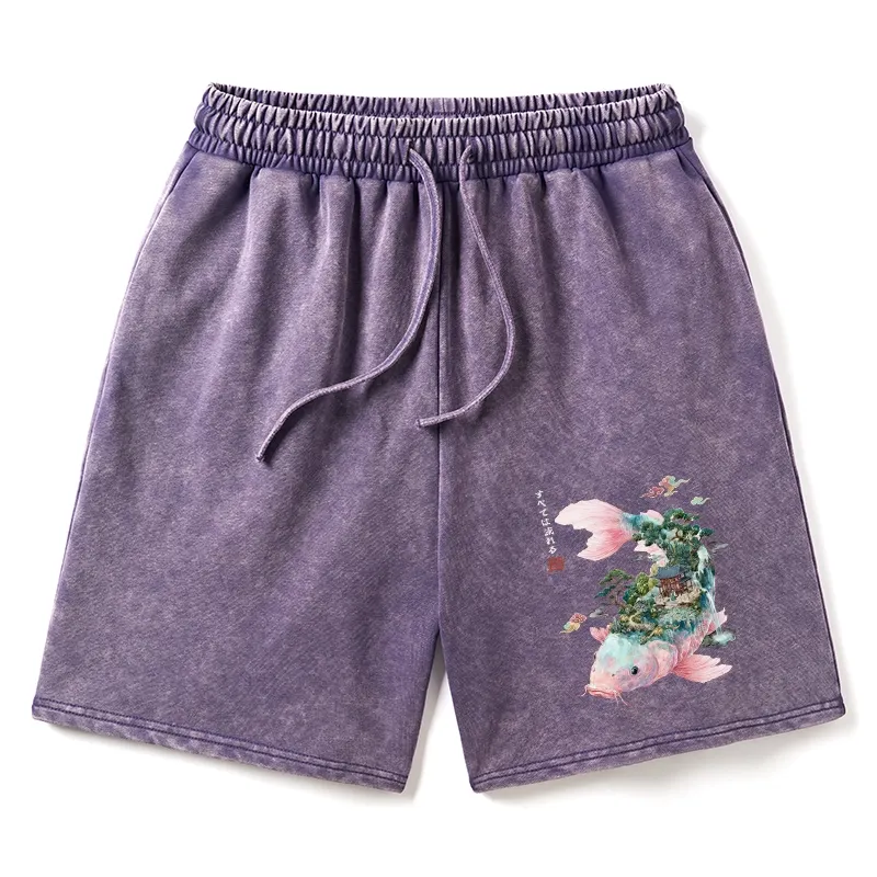 Tokyo-Tiger Journey Of The Flowing Koi Washed Shorts