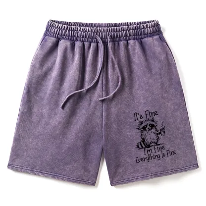 Tokyo-Tiger Raccoon Fine Meme Washed Shorts