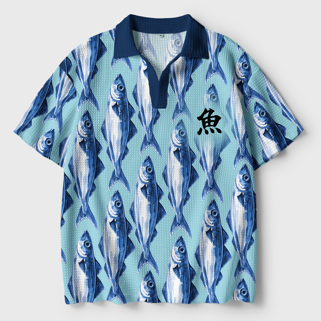 Tokyo-Tiger School Of Fish Crochet Polo Shirt