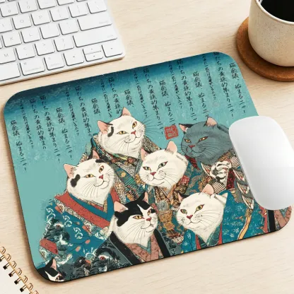 Tokyo-Tiger Formal Gathering of Ukiyo-e Cat Nobles Mouse Pad