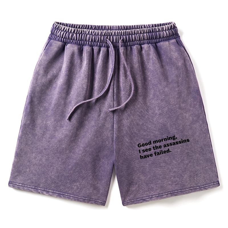 Tokyo-Tiger Assassins Failed Morning Quote Art Washed Shorts