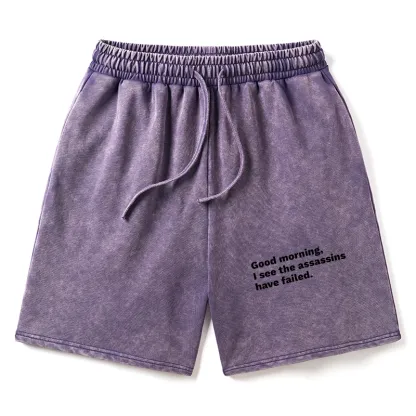 Tokyo-Tiger Assassins Failed Morning Quote Art Washed Shorts