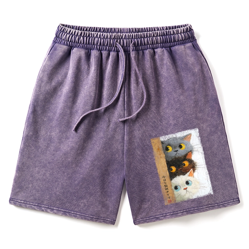 Tokyo-Tiger Three Cute Cats Watch You Washed Shorts