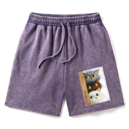 Tokyo-Tiger Three Cute Cats Watch You Washed Shorts