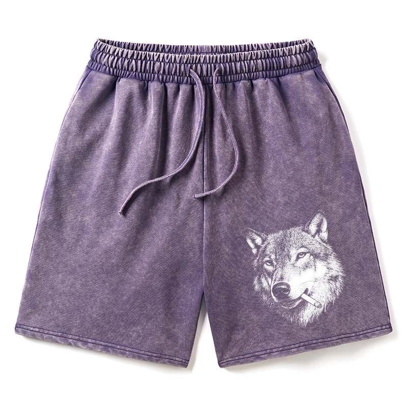 Tokyo-Tiger Cool Wolf Meme Bad Decisions Pending Washed Shorts