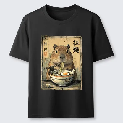 Tokyo-Tiger Capybara Enjoying A Bowl Of Ramen Classic T-Shirt