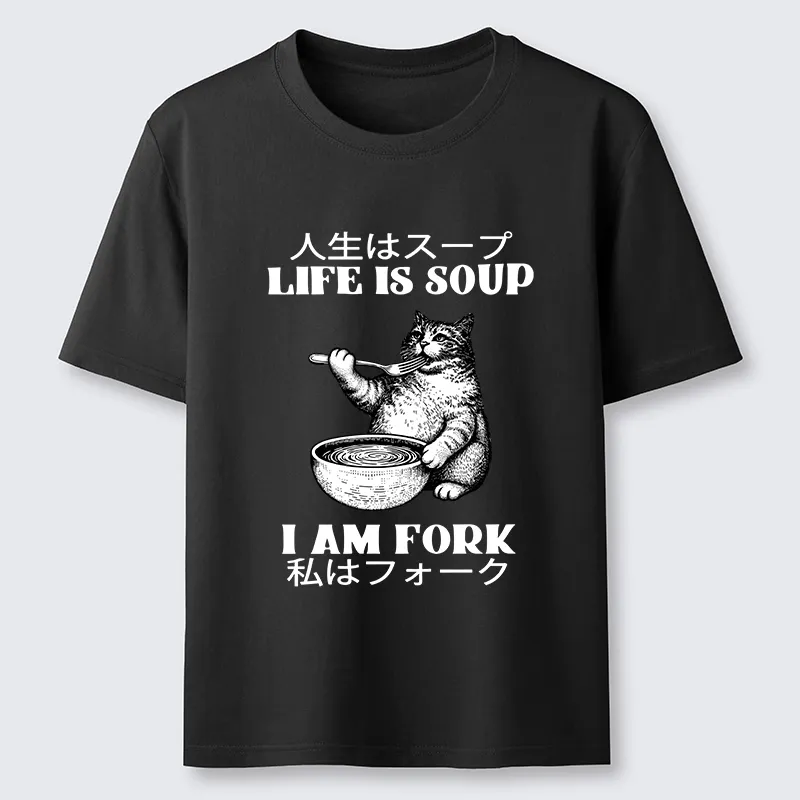 Tokyo-Tiger Cat Eating Soup With A Fork Classic T-Shirt