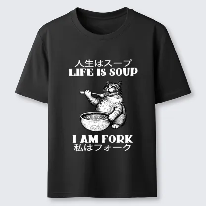 Tokyo-Tiger Cat Eating Soup With A Fork Classic T-Shirt