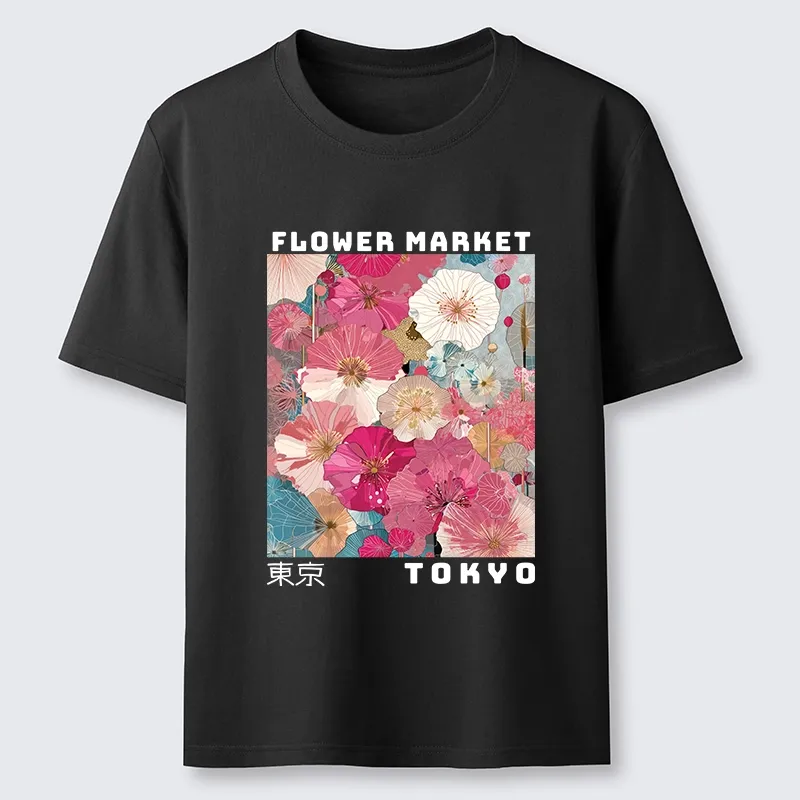 Tokyo-Tiger Market Colorful Floral Art Classic T-Shirt
