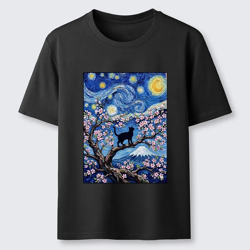Tokyo-Tiger Van Gogh Style Cat With Mount Fuji Classic T-Shirt