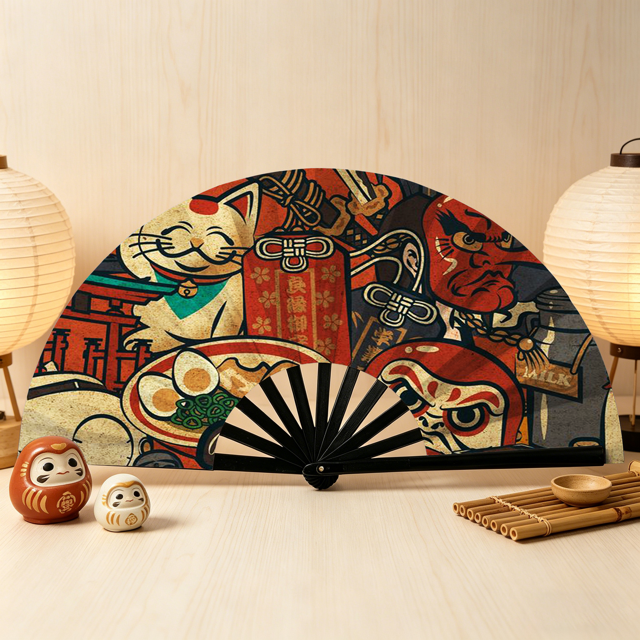 Tokyo-Tiger Japanese Traditional Elements Hand Fan