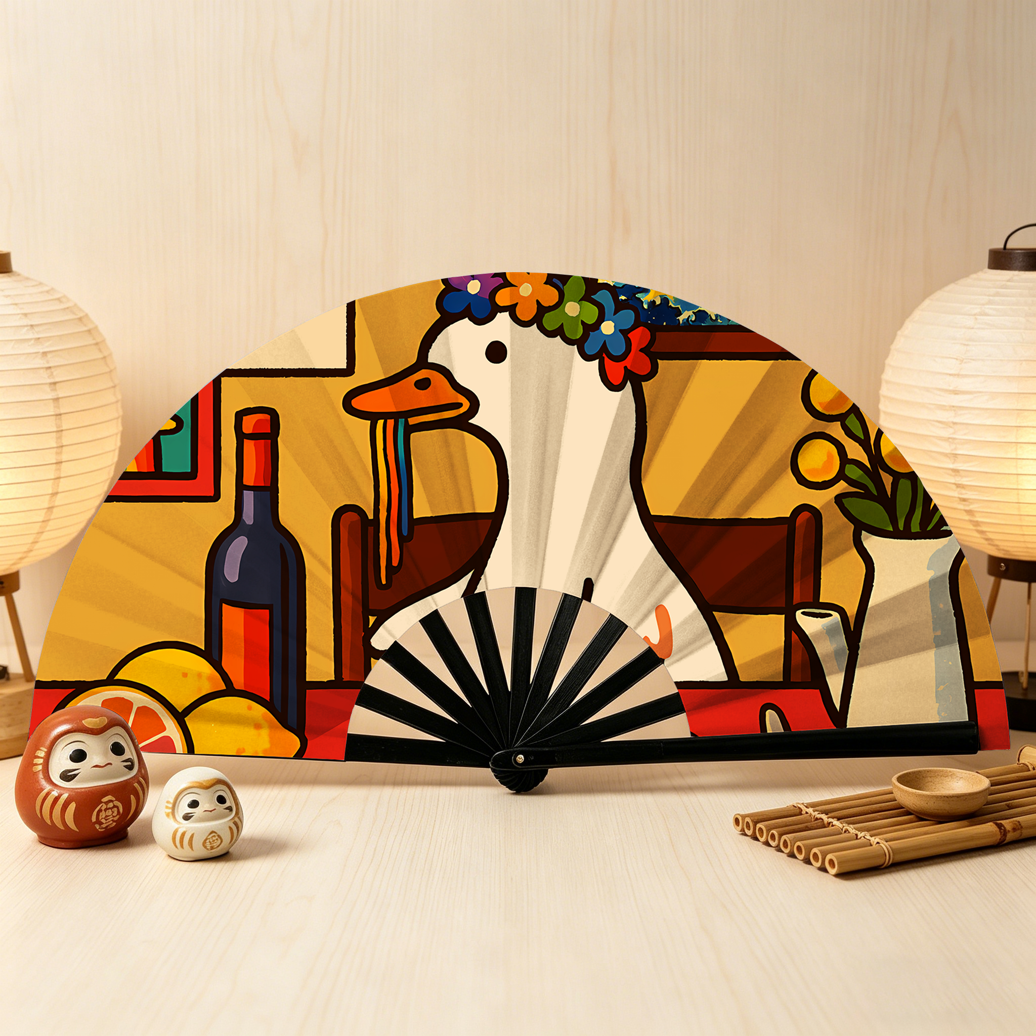 Tokyo-Tiger More Spaghetti Less Upsetti Goose Hand Fan