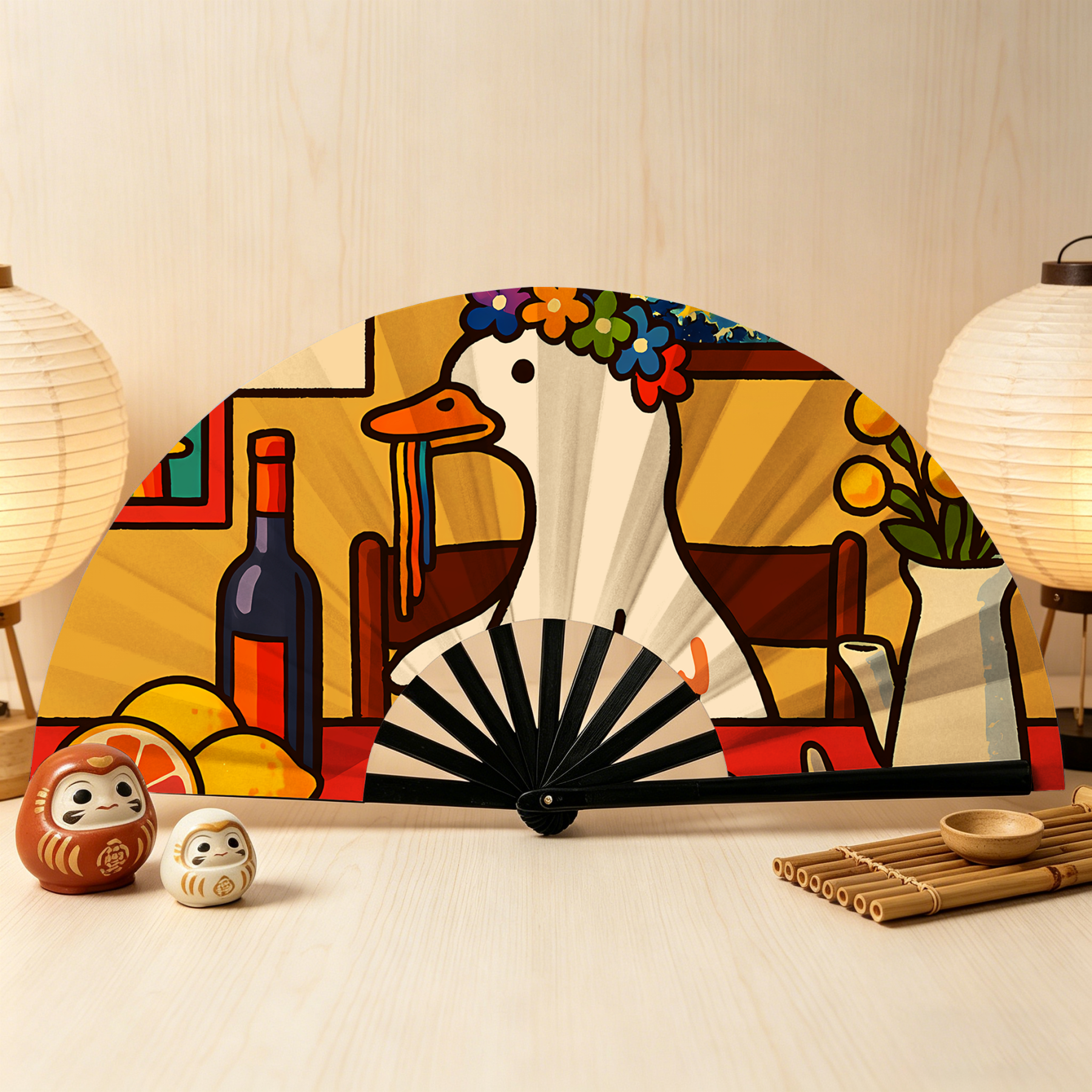 Tokyo-Tiger More Spaghetti Less Upsetti Goose Hand Fan