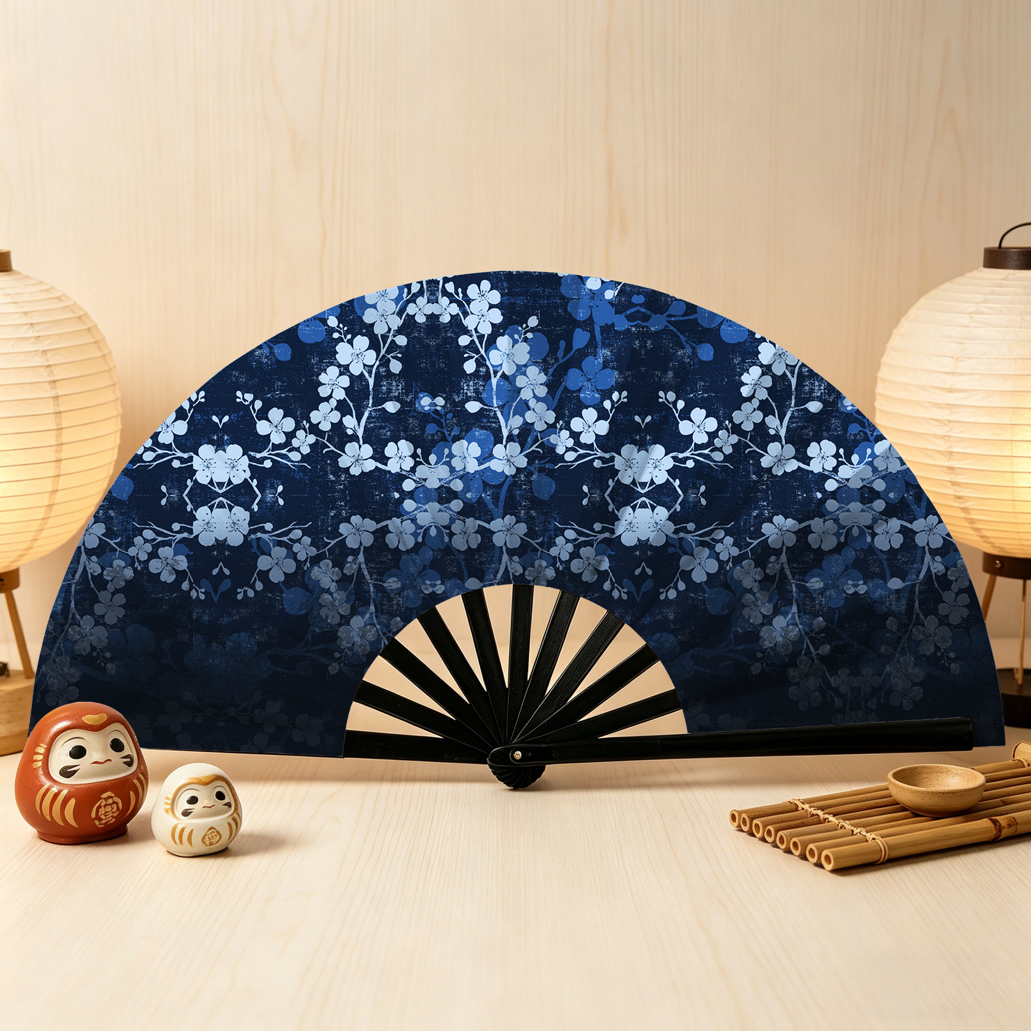 Tokyo-Tiger Midnight Blossoms Hand Fan