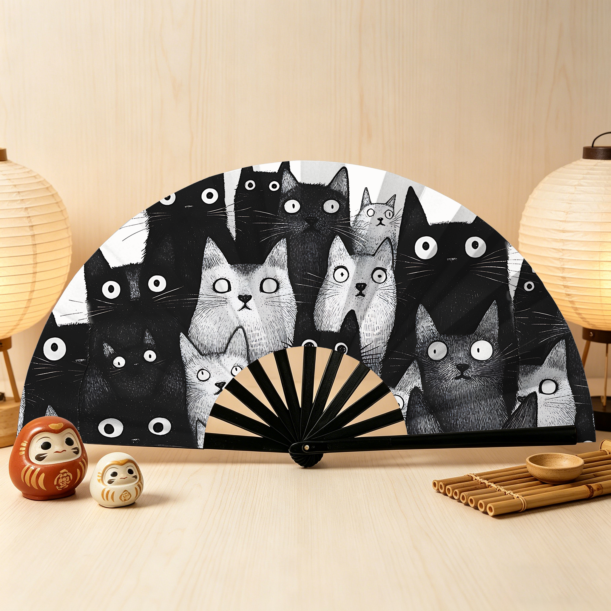 Tokyo-Tiger The Judgmental Stare Of Cats Hand Fan