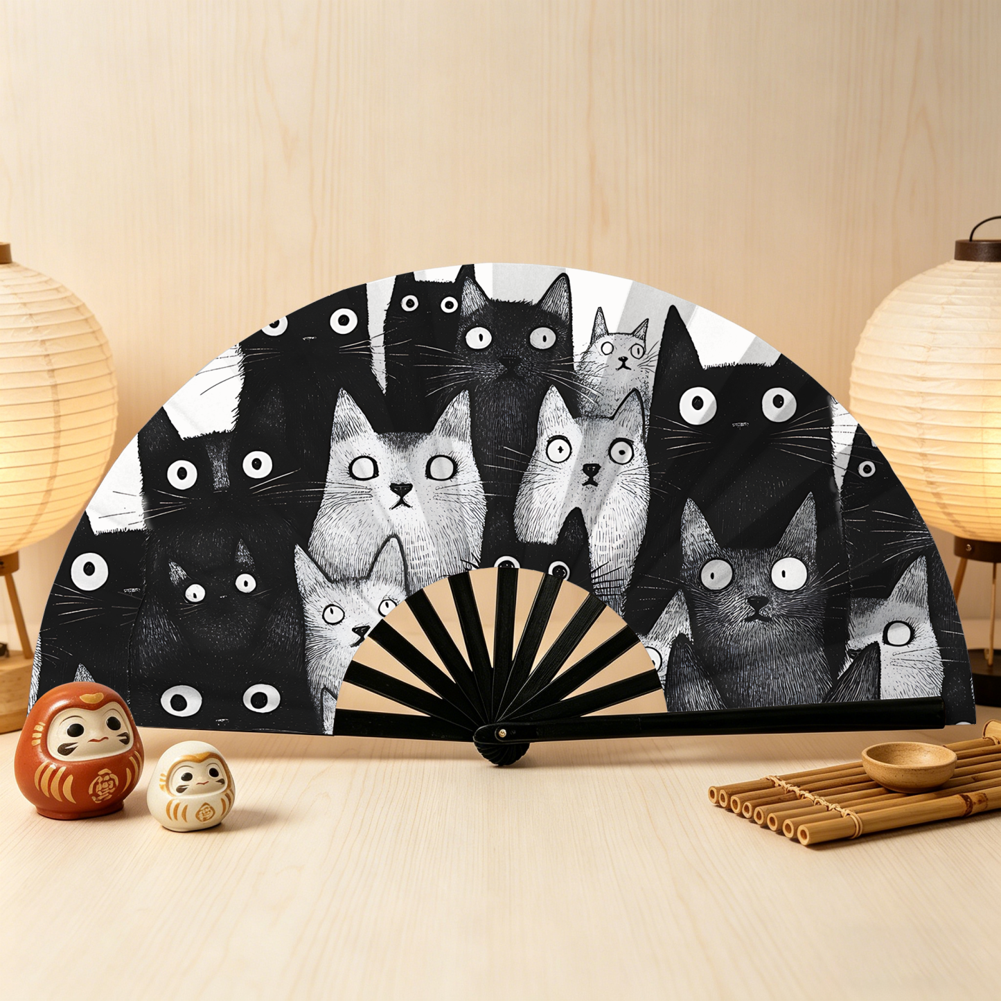 Tokyo-Tiger The Judgmental Stare Of Cats Hand Fan