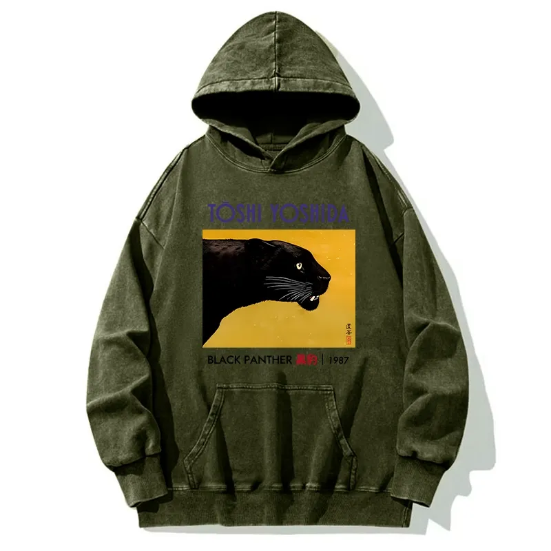 Tokyo-Tiger Black Panther Washed Hoodie