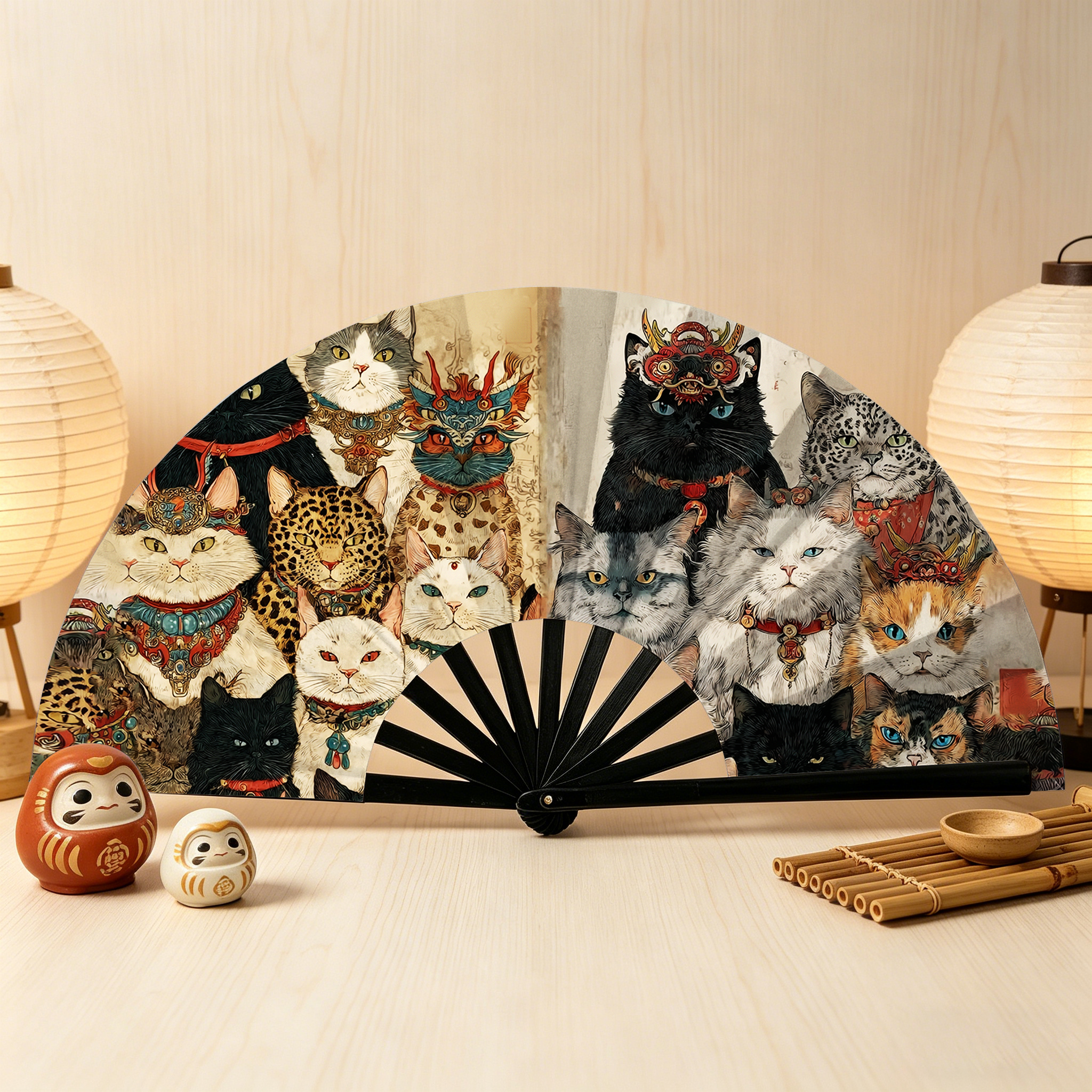 Tokyo-Tiger Cats Of The Grand Banquet Hand Fan