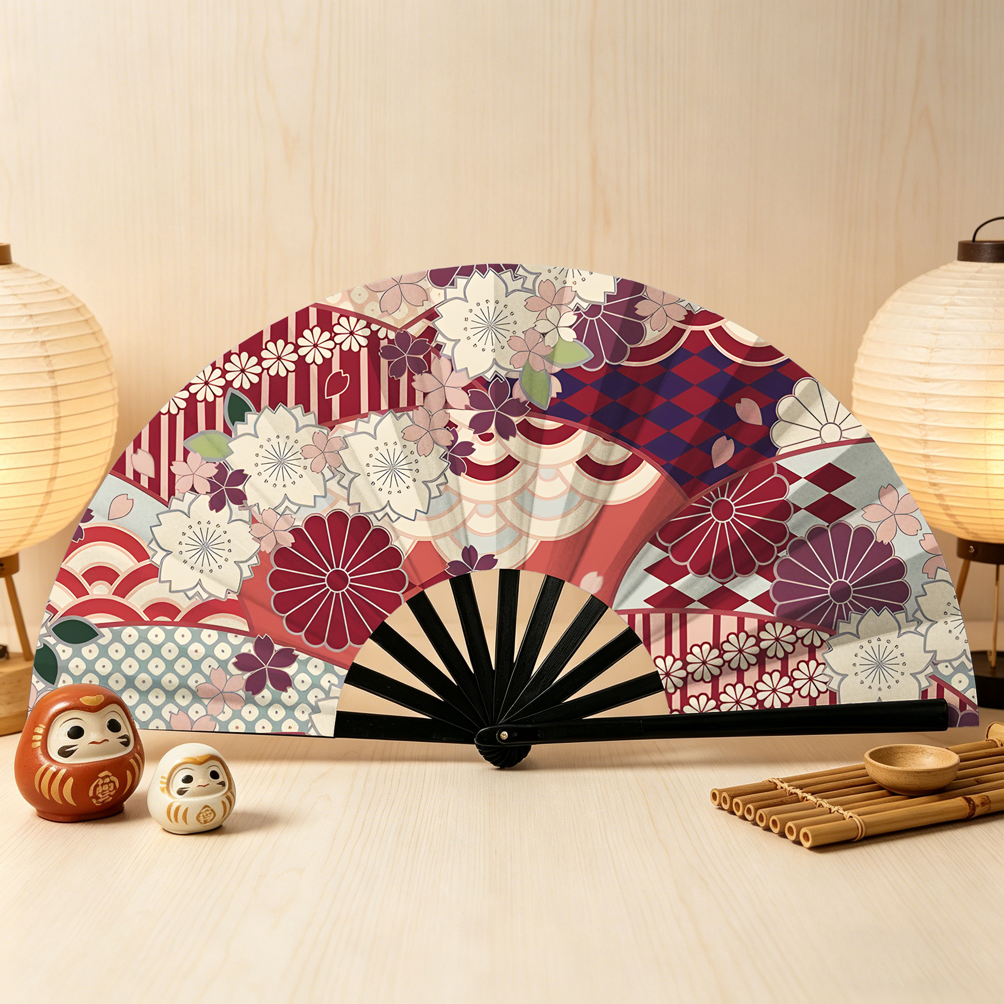 Tokyo-Tiger A Floral Fusion Hand Fan