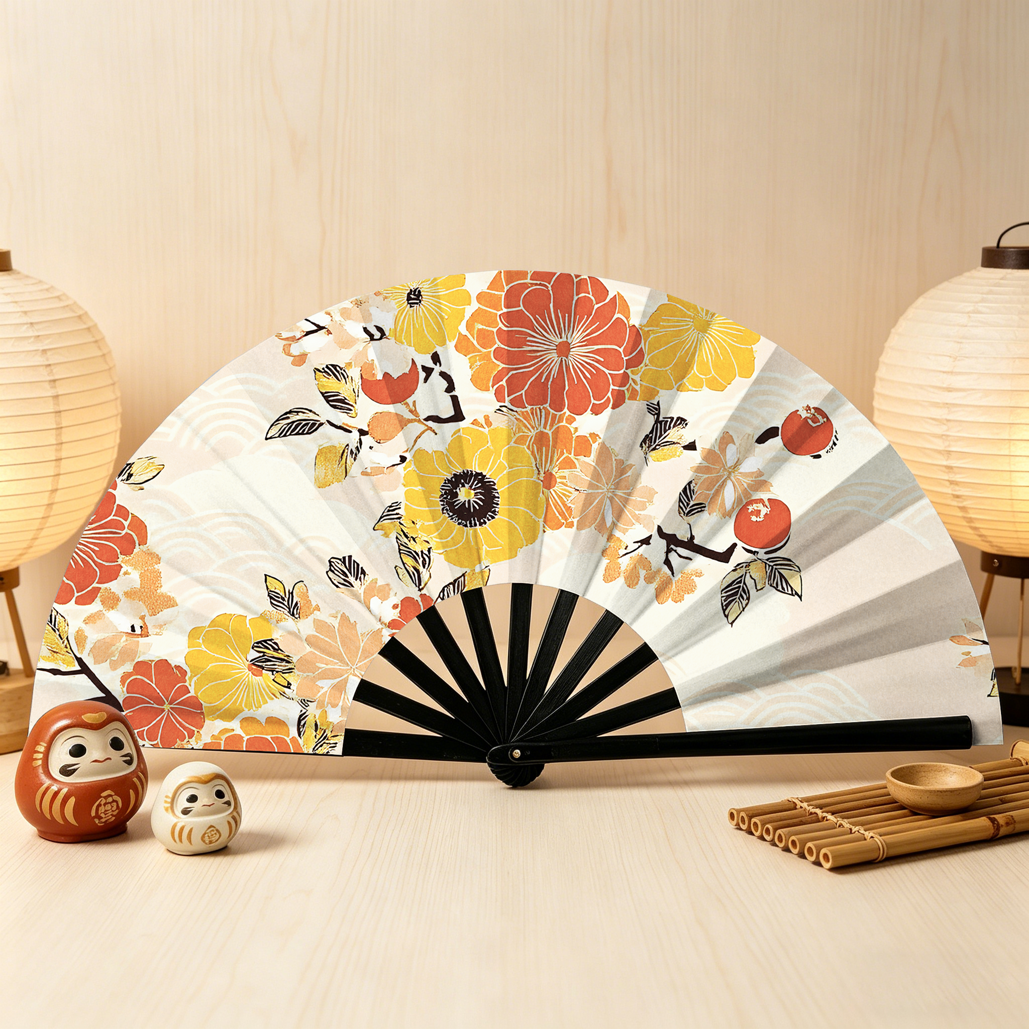 Tokyo-Tiger Fruitful Flower Hand Fan
