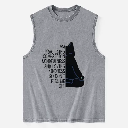 Tokyo-Tiger Calm Black Cat With Anger Issues Washed Tank