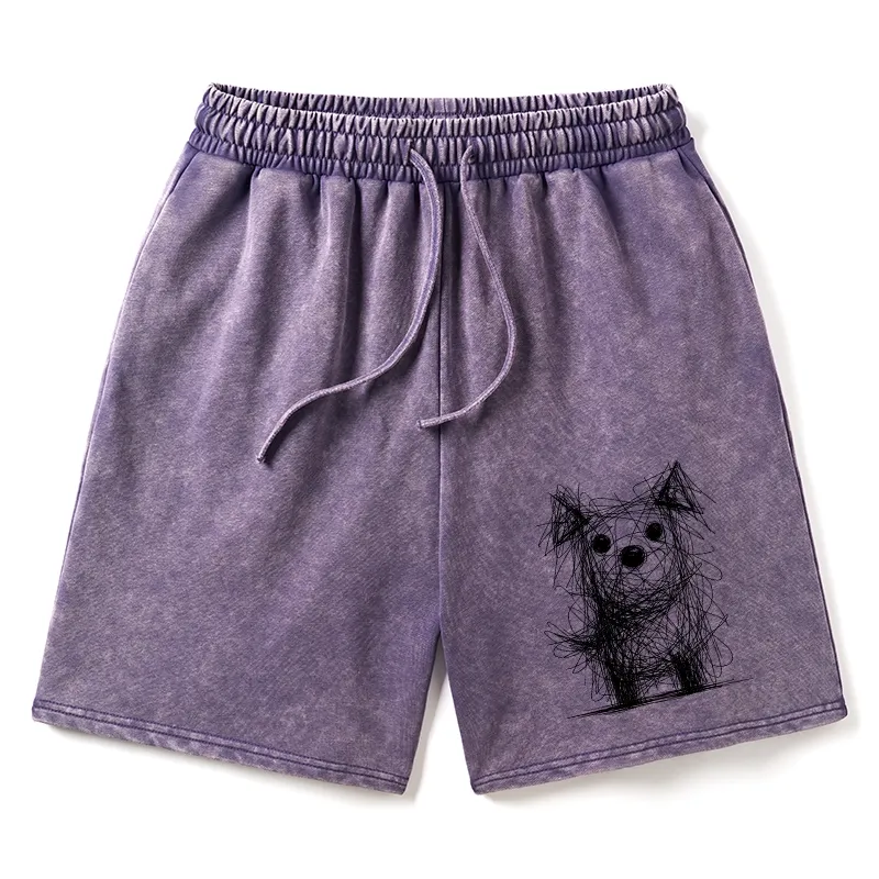 Tokyo-Tiger Scruffy Dog Chaos Art Washed Shorts