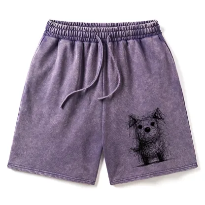 Tokyo-Tiger Scruffy Dog Chaos Art Washed Shorts