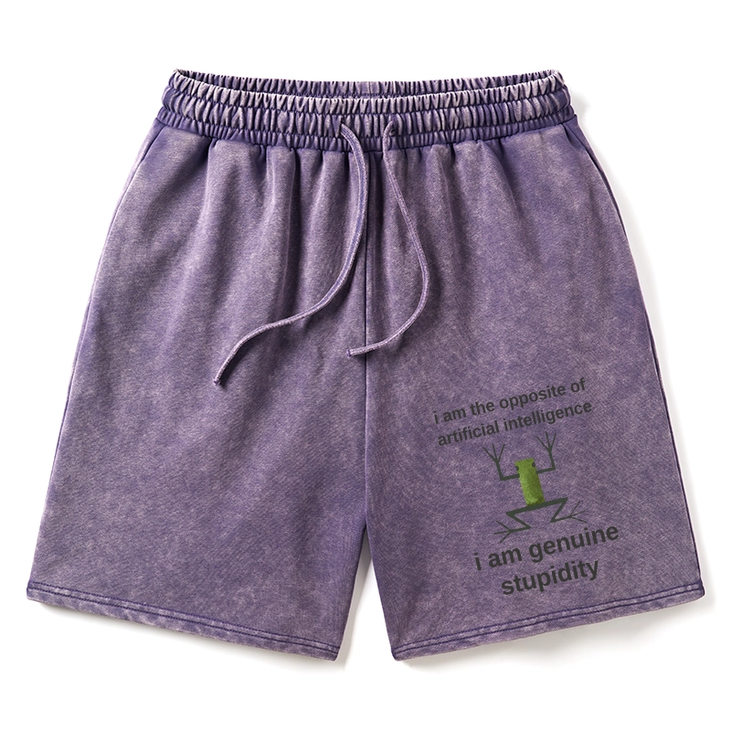 Tokyo-Tiger Genuine Stupidity Frog Meme Washed Shorts
