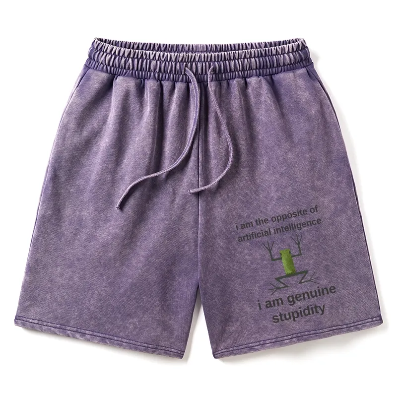 Tokyo-Tiger Genuine Stupidity Frog Meme Washed Shorts