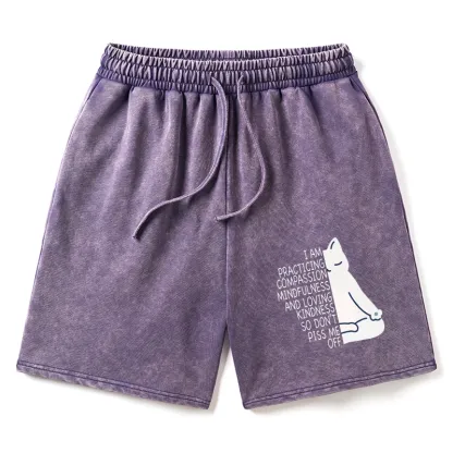 Tokyo-Tiger Calm Black Cat With Anger Issues Washed Shorts