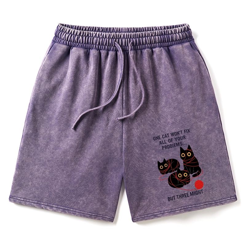 Tokyo-Tiger Three Cats Fix All Problems Washed Shorts