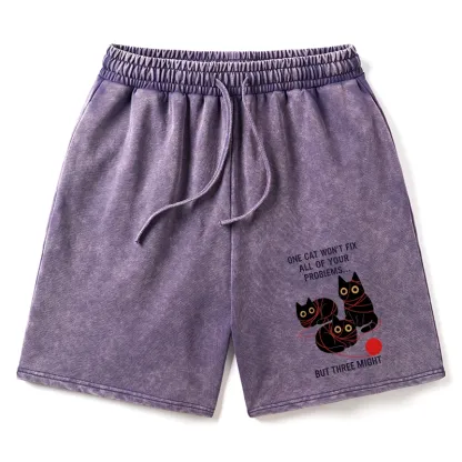 Tokyo-Tiger Three Cats Fix All Problems Washed Shorts