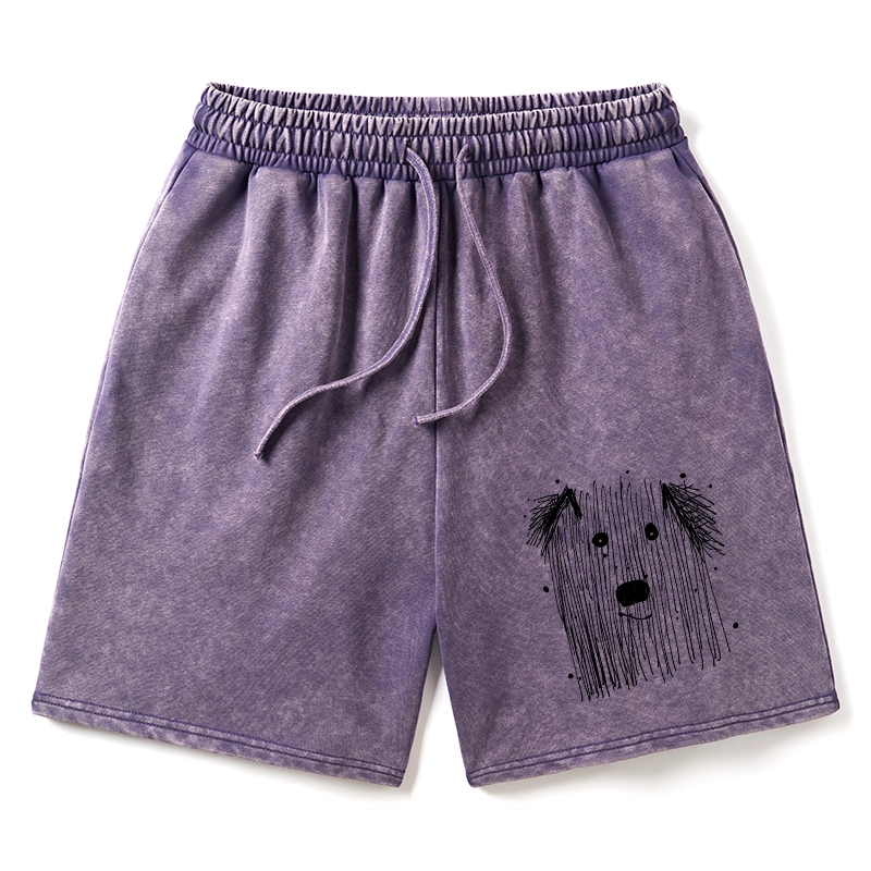 Tokyo-Tiger Fluffy Chaos In Dog Form Washed Shorts