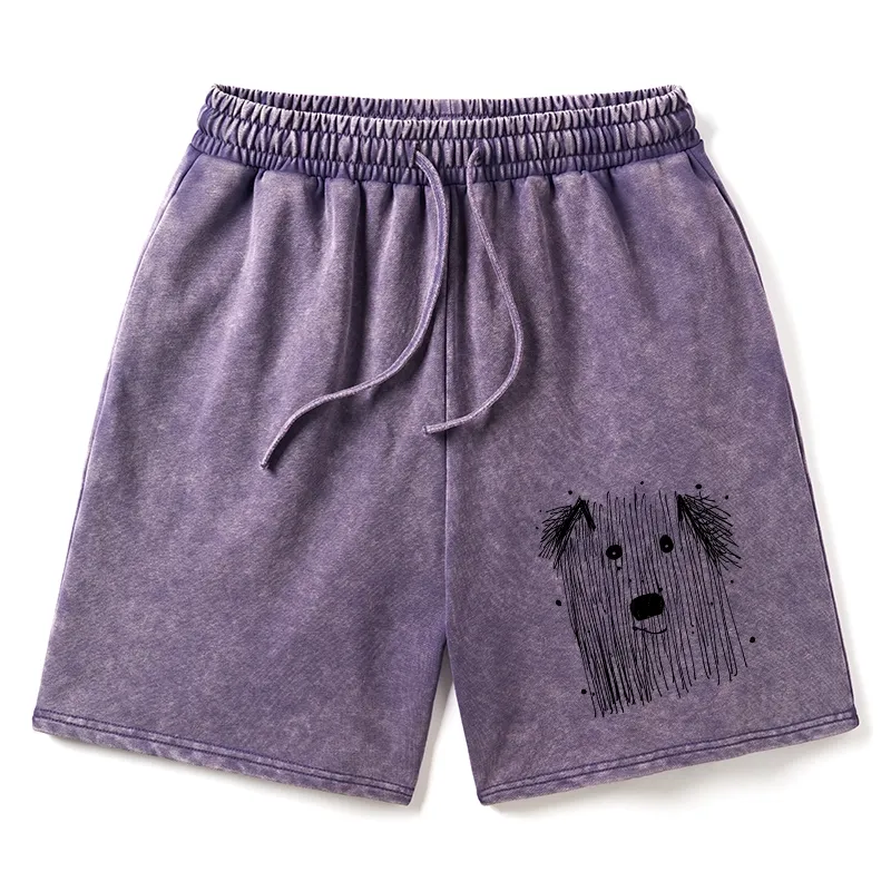 Tokyo-Tiger Fluffy Chaos In Dog Form Washed Shorts