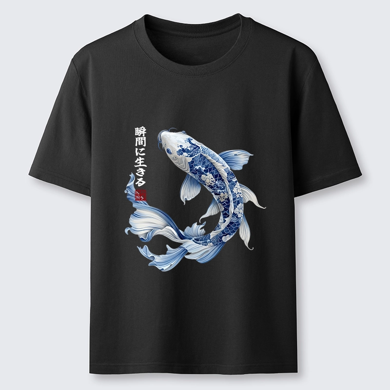 Tokyo-Tiger Blue And White Koi Fish Japanese Art Print Classic T-Shirt