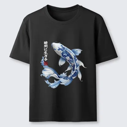 Tokyo-Tiger Blue And White Koi Fish Japanese Art Print Classic T-Shirt