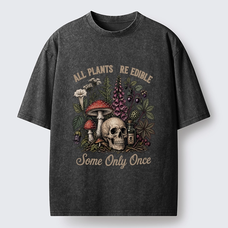 Tokyo-Tiger Poisonous Plants And Skull Dark Humor Washed T-Shirt