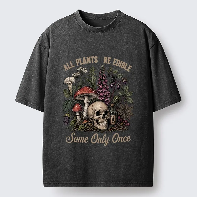 Tokyo-Tiger Poisonous Plants And Skull Dark Humor Washed T-Shirt Sale