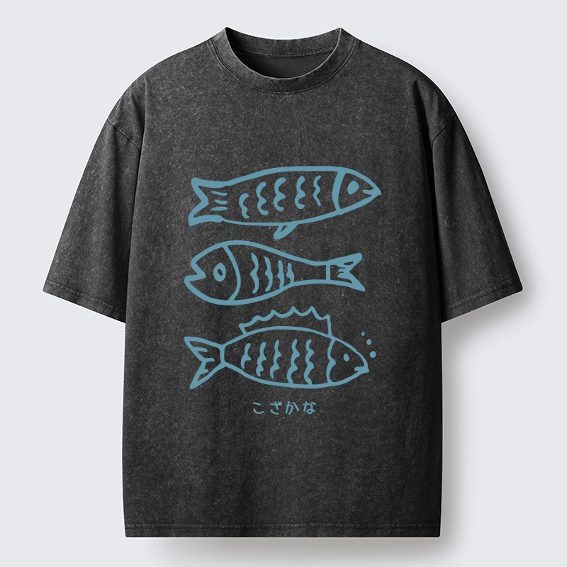 Tokyo-Tiger Three Simple Fish Swimming In The Sea Washed T-Shirt