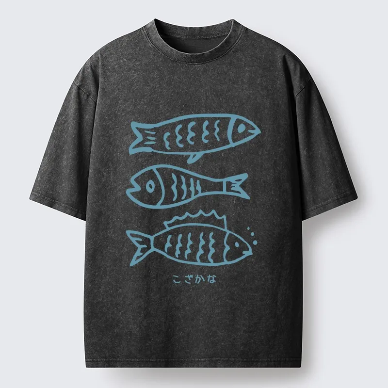 Tokyo-Tiger Three Simple Fish Swimming In The Sea Washed T-Shirt